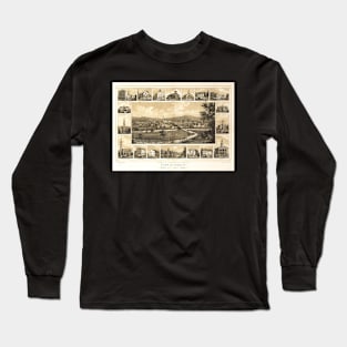 Vintage Pictorial View Map of York PA (1852) Long Sleeve T-Shirt